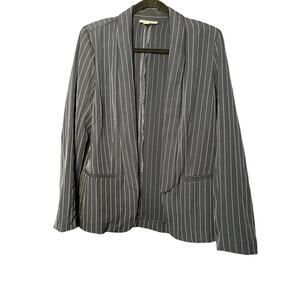 Dana Buchman Women's Striped Blazer Jacket Open Front Navy Blue/White Size 12
